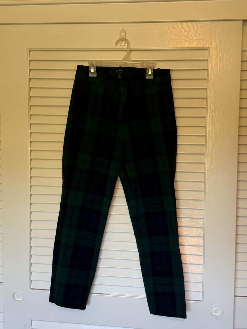 J. Crew Green and Navy Tartan Slim Trousers